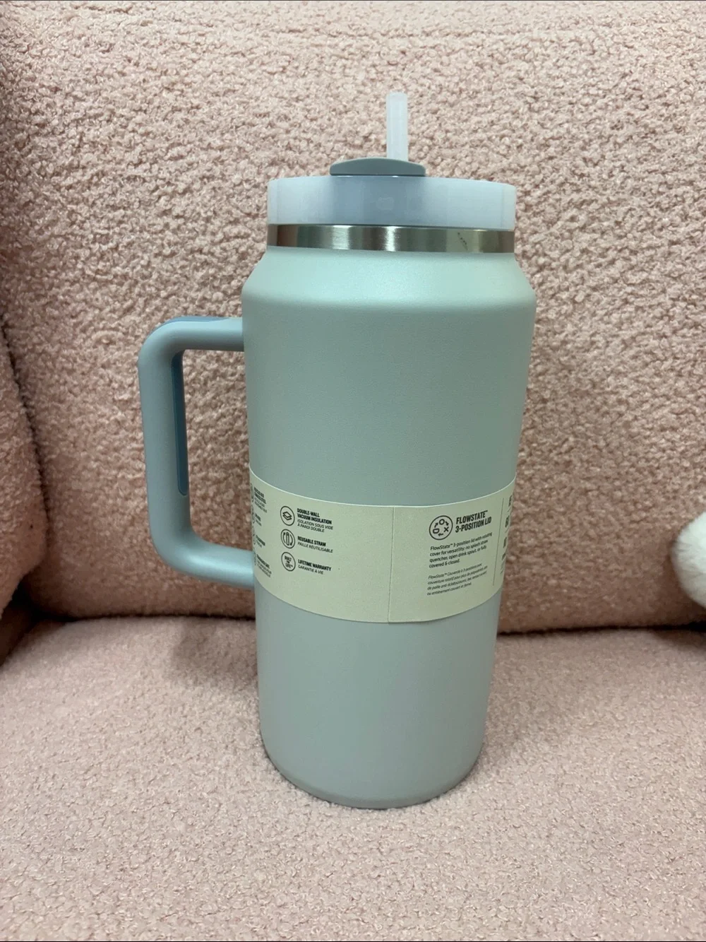 Stanley Quencher H2.0 Tumbler in Pale Blue with Straw - Picture 2 of 3